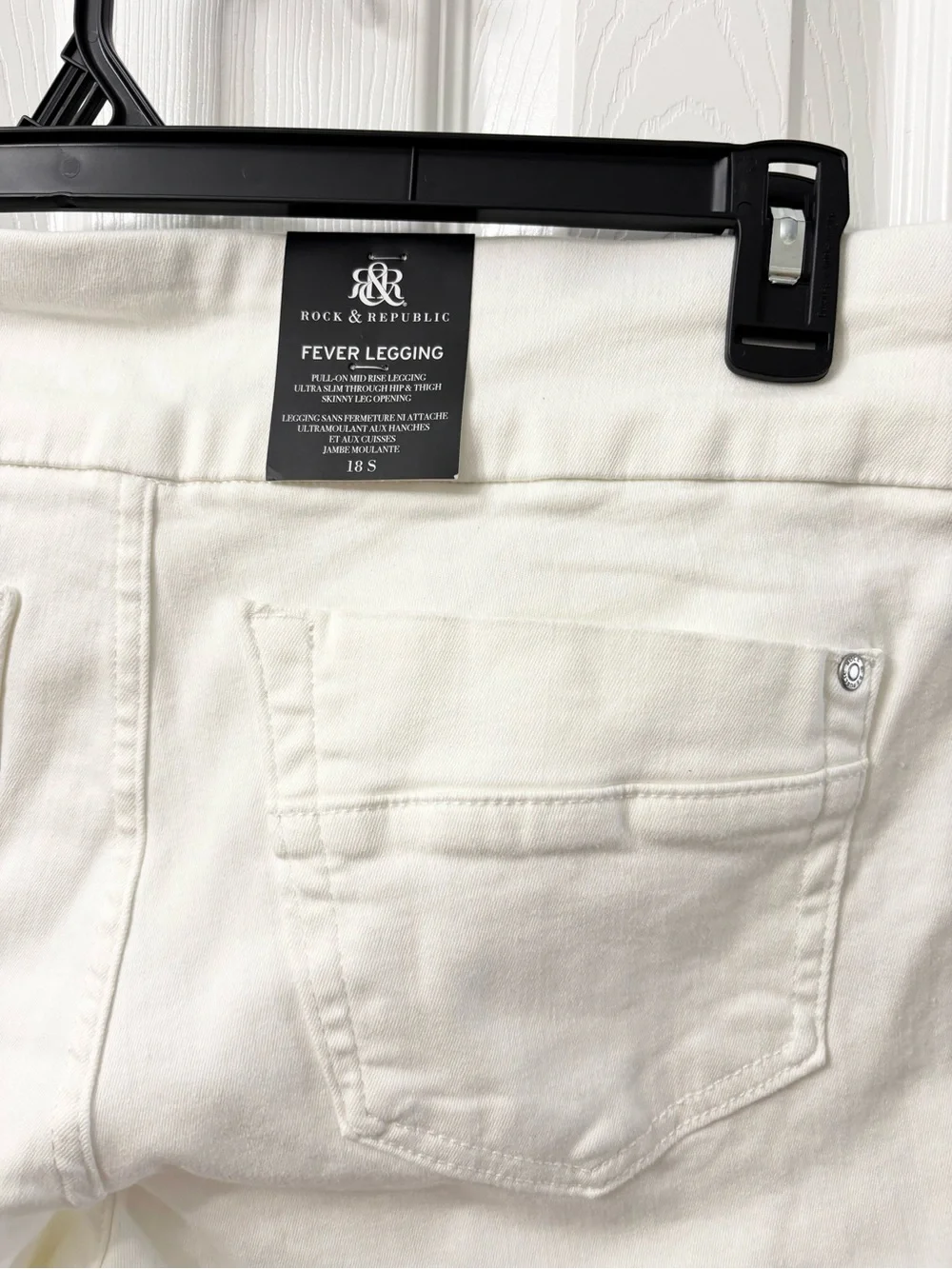 Rock & Republic Fever Legging Plus Size 18 Short Pull-On Slimming White Pants